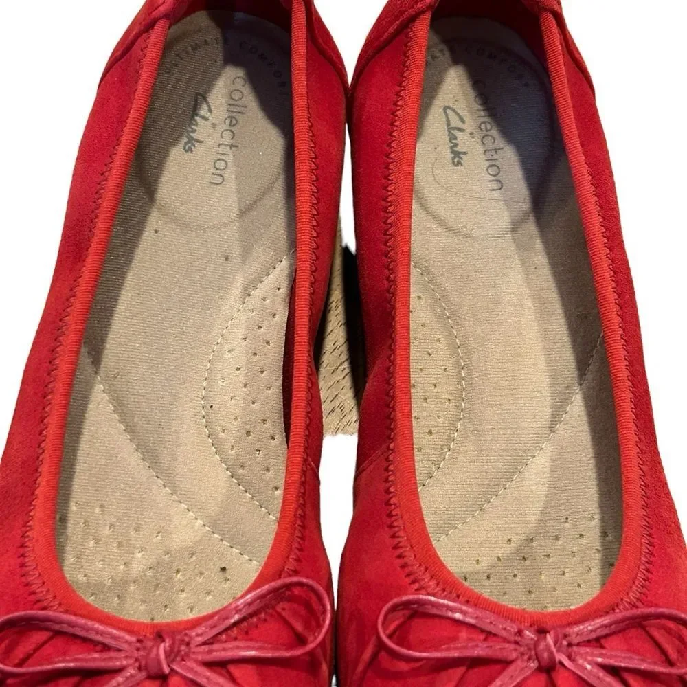 Clarks Red Sara Aster Suede Ballet Flats 7